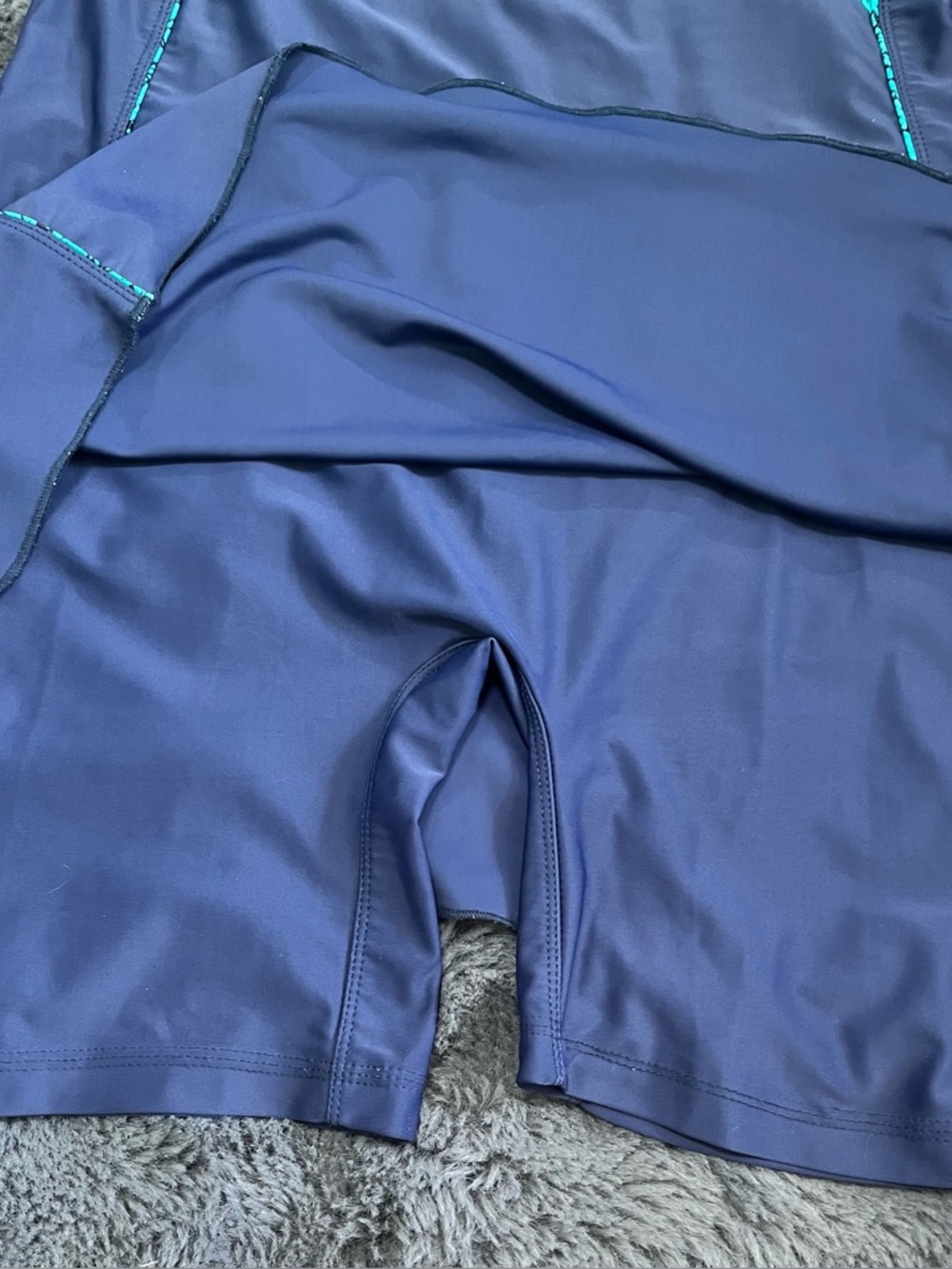 Black Panther Navy Frock Style One-Piece Swimsuit with Teal Lace Panel XXL - Picture 5 of 8